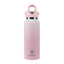 Pink water bottle with a matching cap on a white background