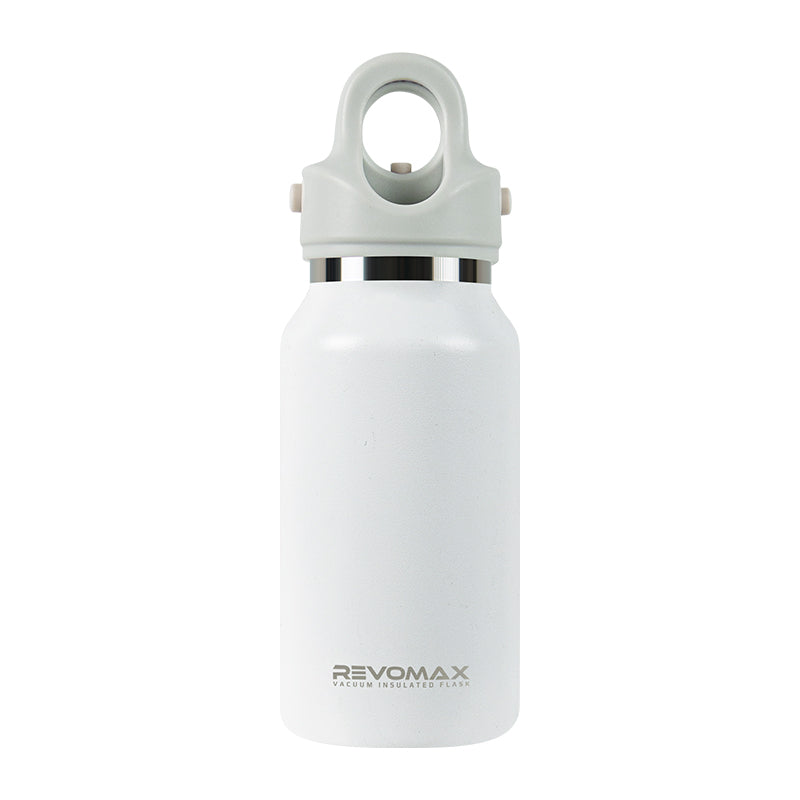 White water bottle with a gray cap on a white background