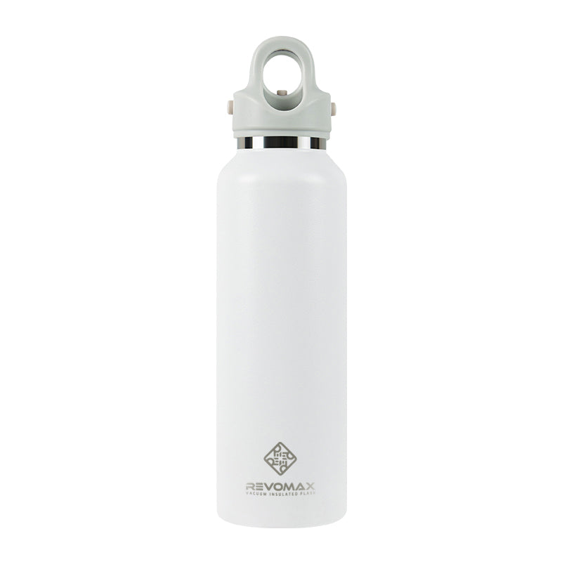 White water bottle with a silver cap on a white background