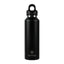Black water bottle with a logo on a white background