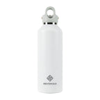 White water bottle with a silver cap on a white background
