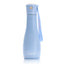 Light blue water bottle with a strap on a white background