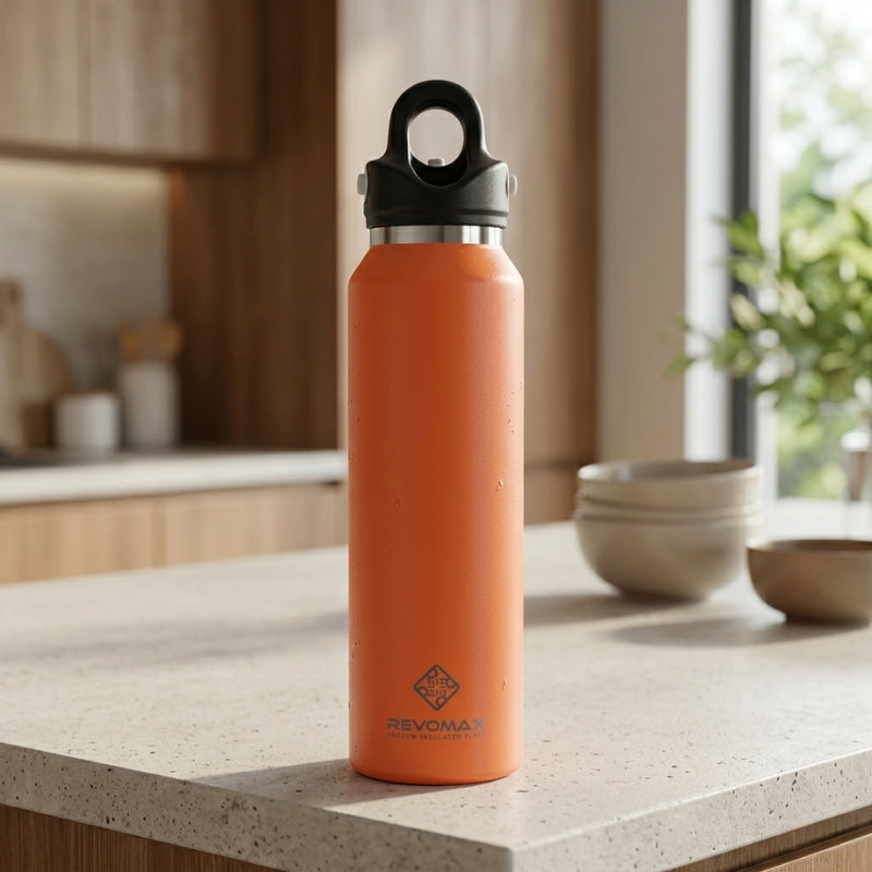 RevoMax 16oz Slim Vacuum Insulated Flask-Classic Series (NEON ORANGE) Secondary image