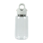 Clear water bottle with a white cap on a white background